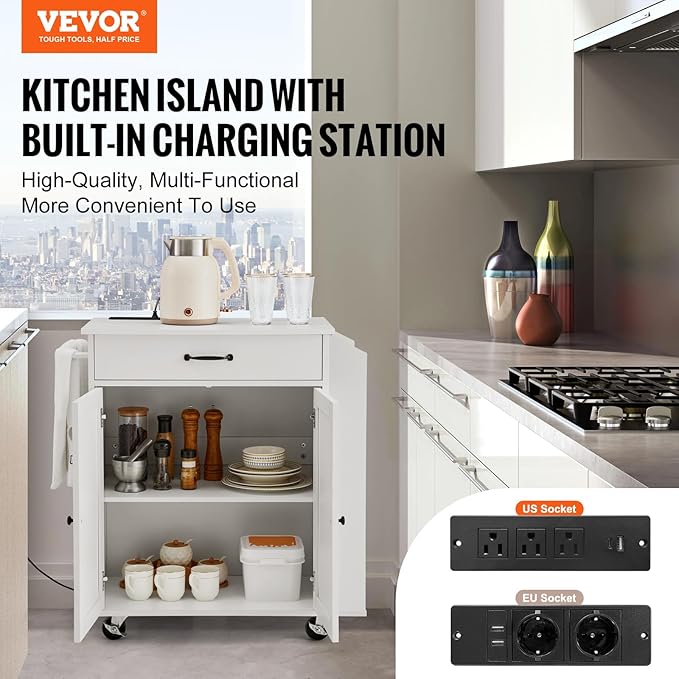 VEVOR Kitchen Island Cart, Rolling Table - Image 2