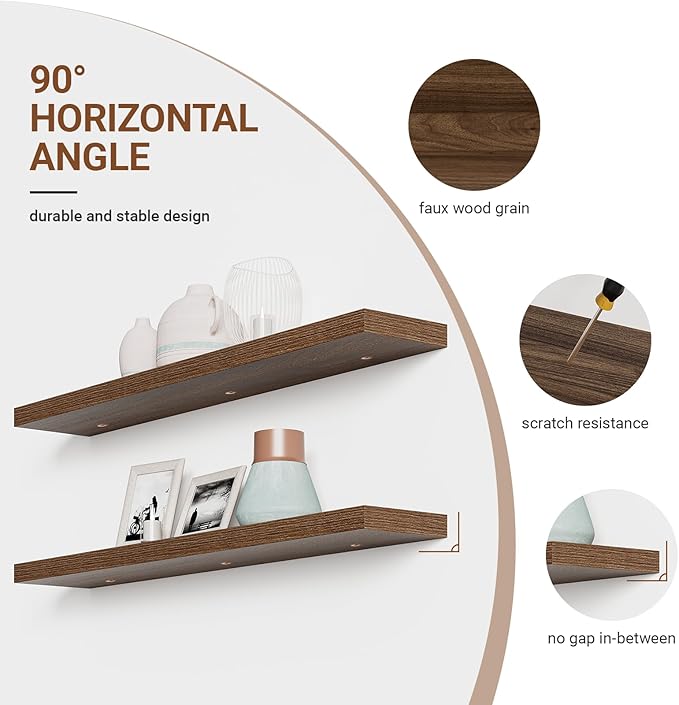 Heimlove Floating Shelves for Wall 48 Inches Long, 9.3" Deep Walnut Floating - Image 5