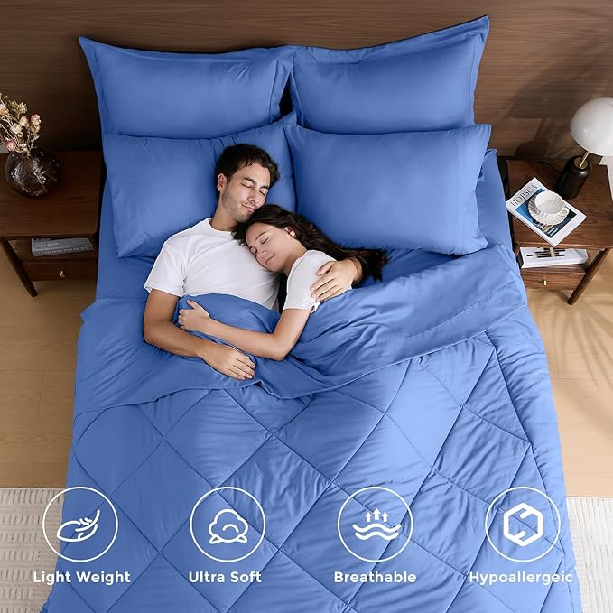 HEVUMYI Royal Blue Twin Comforter Set - Image 2