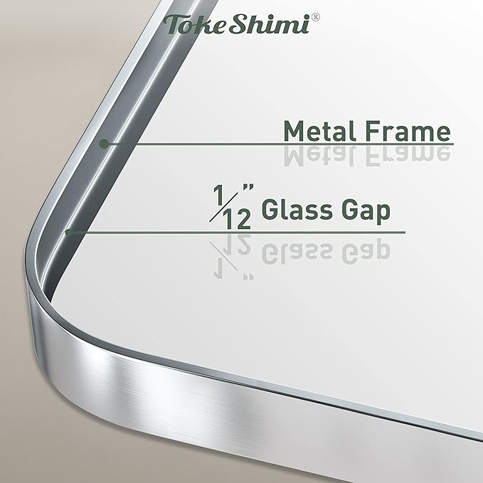 TokeShimi 60 x 36 Inch Brushed Silver Bathroom Mirror - Image 6