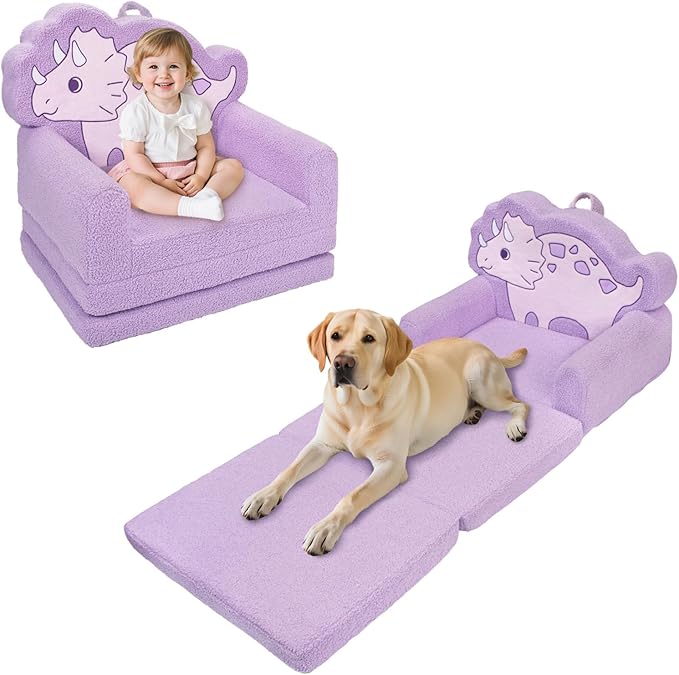 TinyPalsa Kids Couch, Convertible Sofa to Lounger Fold Out, Gift by TinyPalsa