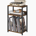 LELELINKY End Table with Storage, 3 Tier Record Player Stand with Vinyl Storage by LELELINKY