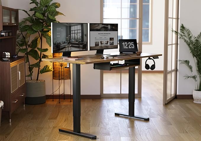 YDN Standing Desk with Keyboard Tray, 55 Inch Height Adjustable Desk, 55inch - Image 2