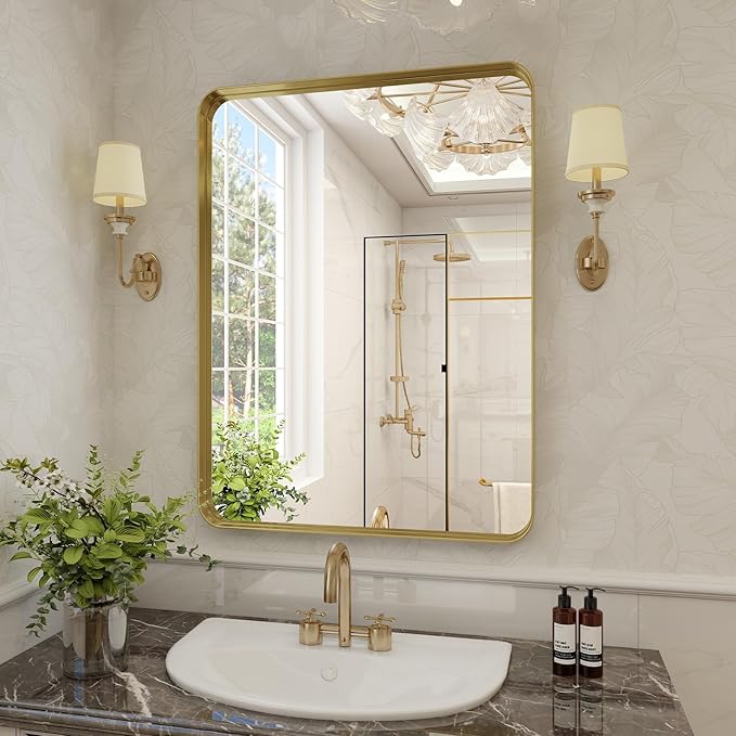 Bathroom Mirror 30x40 inch, Modern Round Corner Bathroom Vanity Mirror - Image 6