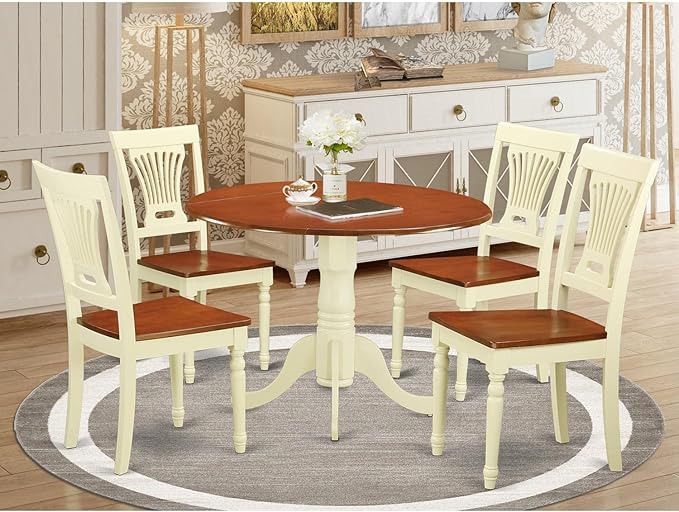 East West Furniture DLPL5-BMK-W 5 Piece Modern Dining Table Set Includes a - Image 6