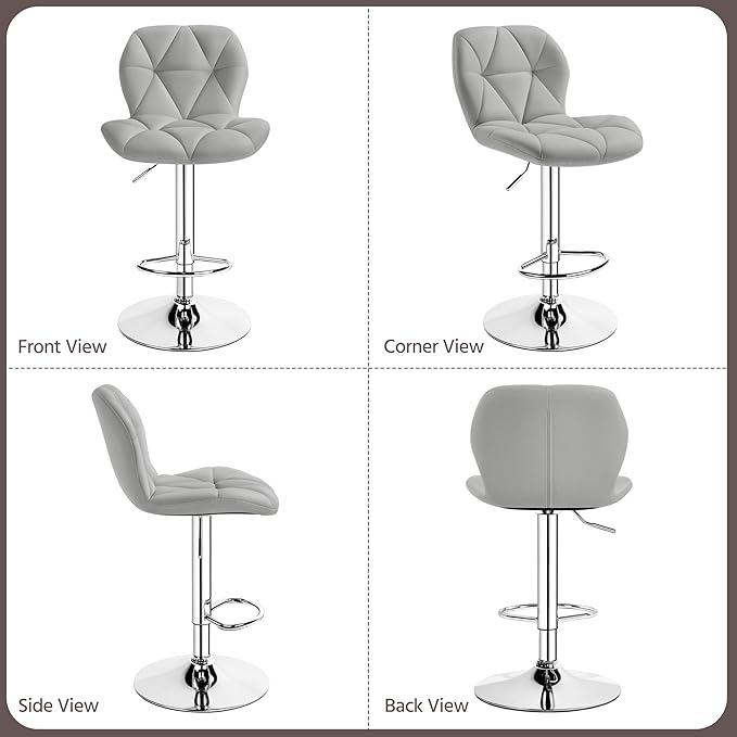 Yaheetech Bar Stools Set of 4, PU Leather Swivel Barstools, Height Adjustable - Image 7