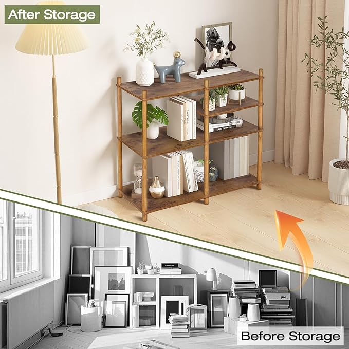 YGYQZ Wooden 3 Tier Storage Shelf, 5 Cube Short Small Book Shelf Simple and - Image 6