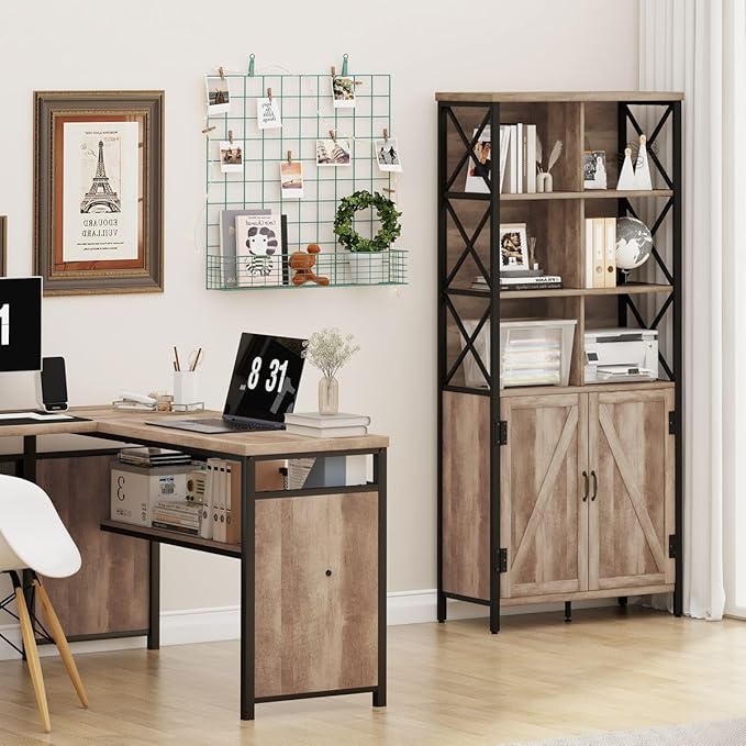 FATORRI Rustic Tall Bookshelf - Image 6