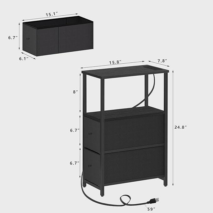 TUTOTAK Small Narrow LED End Table - Image 3