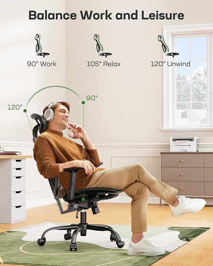 Marsail Ergonomic Mesh Office Chair, Ergonomic Gaming Chair - Image 6