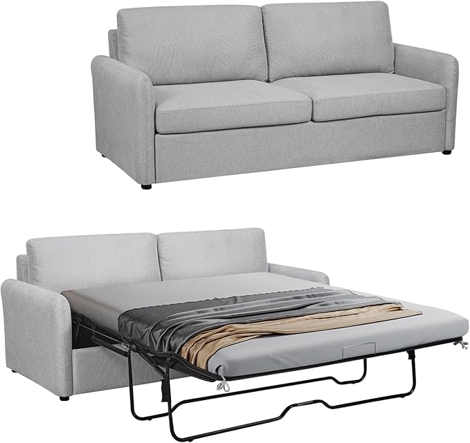 Queen Size Pull Out Sofa Bed, 2 in 1 Convertible Sleeper Sofa Couch by Mixcous