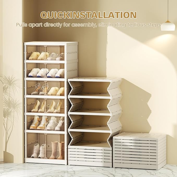 ELPHECO 6 Tier 12 Pairs Foldable Shoe Rack Shoe Organizer - Image 4