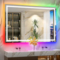 60x40 Inch RGB LED Bathroom Mirror Front Light and RGB Backlit Lighted Vanity by YEELAIT