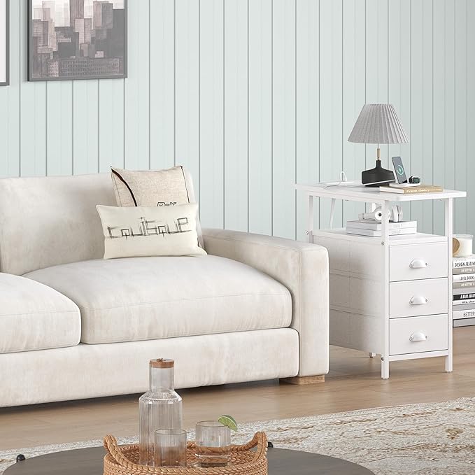 End Table with Charging Station, Side Tables Livingroom with USB Ports and - Image 7