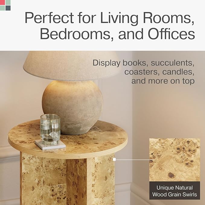 Round Natural Burl End Table for Living Room - Image 6