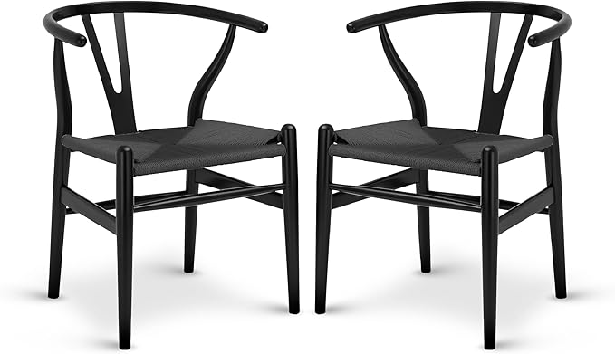 POLY & BARK Weave Chair Set of 2 in Pitch Black by POLYBARK