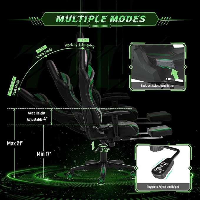 AA Products Gaming Chair High Back Ergonomic Computer Racing Adjustable Gamer - Image 4