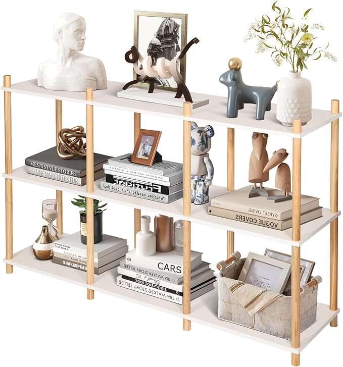 YGYQZ 3 Tier Short Book Shelf, Wood Shelves by YGYQZ