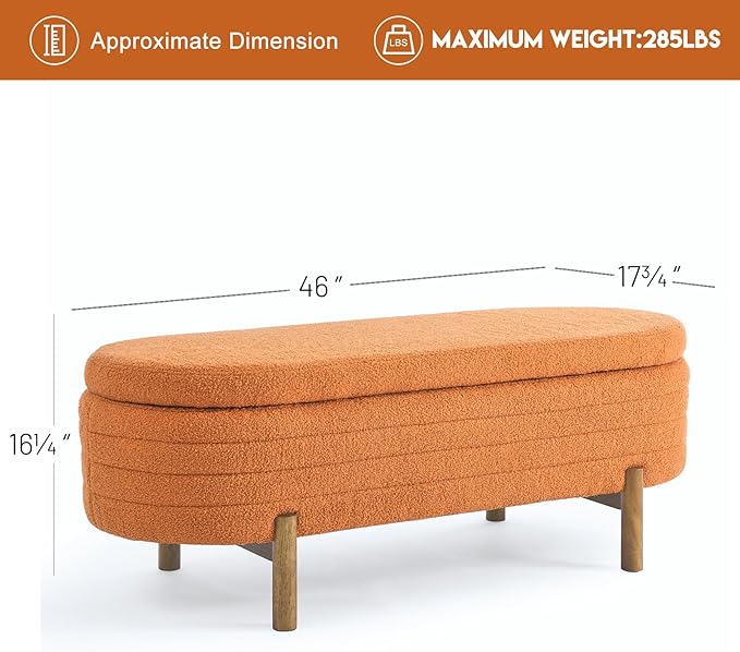 Furniliving 46” Storage Benches, End of Bed Bench - Image 2