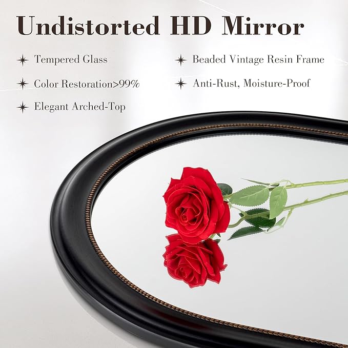 Axeman 22x30 Arched Wall Mirror, Decorative Bathroom Mirror, Traditional - Image 3