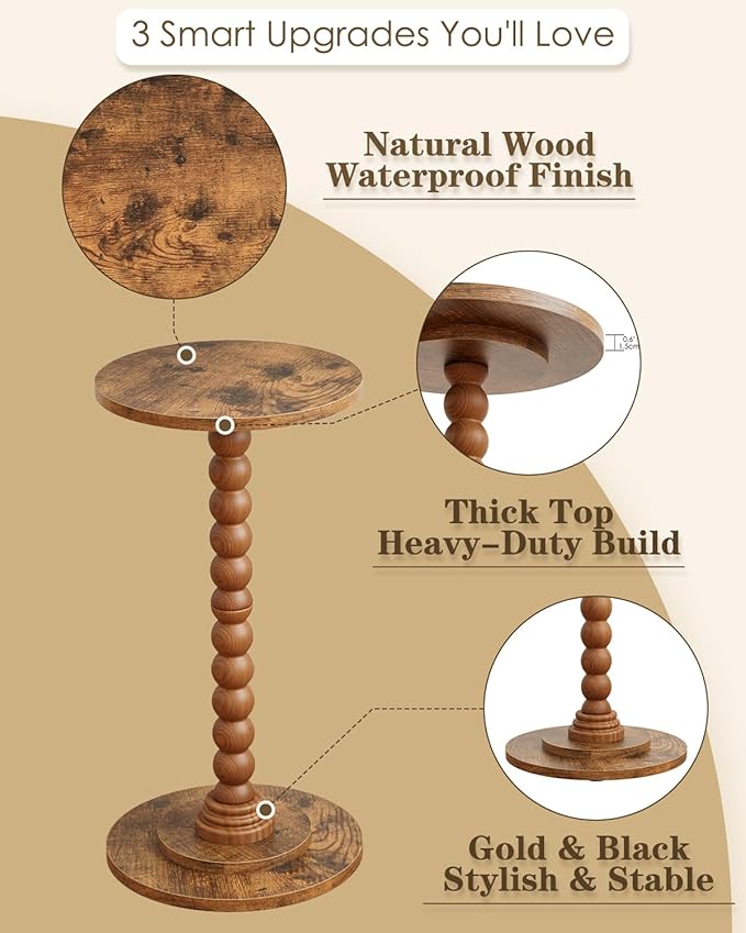 Masupu Round Side Table, Small Drink Table - Image 4
