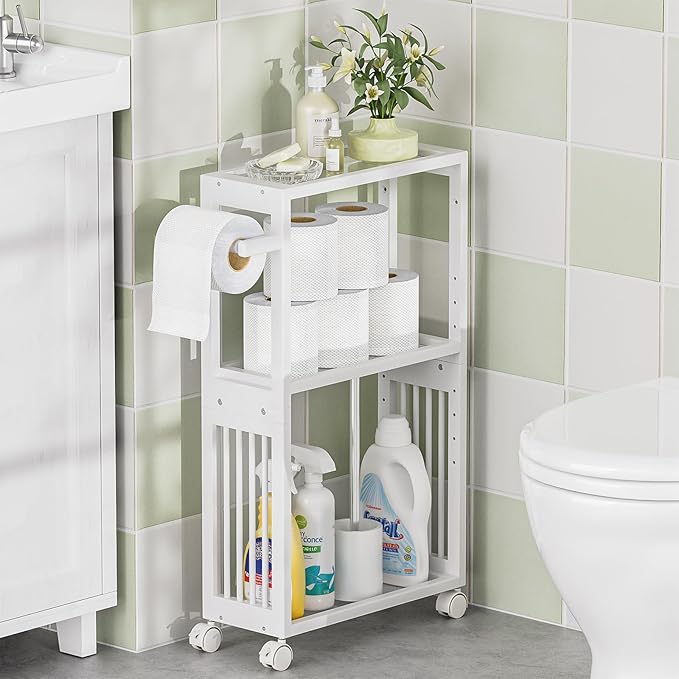 AmazerBath White Toilet Paper Holder Storage by AmazerBath
