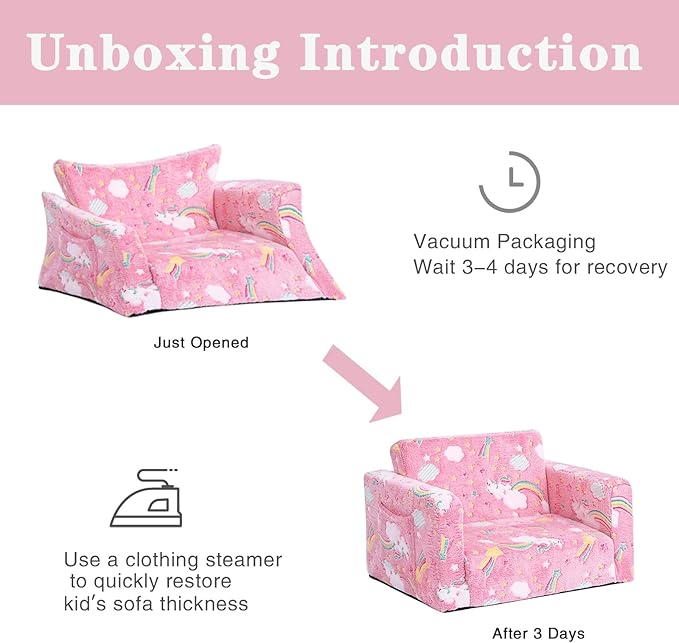 Tiita Kids Chair Couch, Folding Toddler Comfy Chair, 2-in-1 Kids Plush Sofa - Image 7