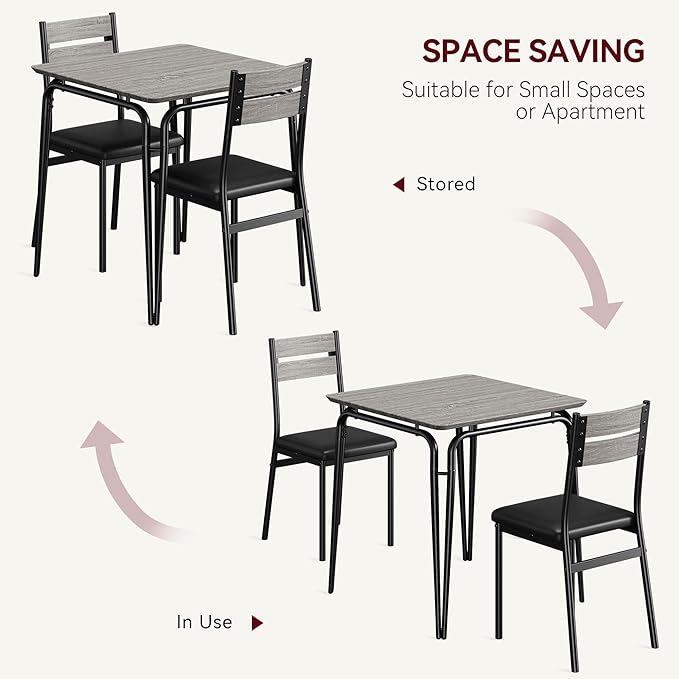 Dining Table for 2, Small Table and Chairs Set of 2, Square Dinette Set for 2 - Image 6