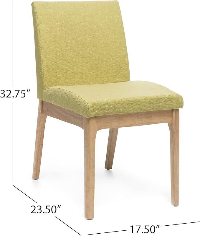 GDF Studio Katherine Mid Century Modern Green Tea Fabric/Oak Finish Dining Chair - Image 2