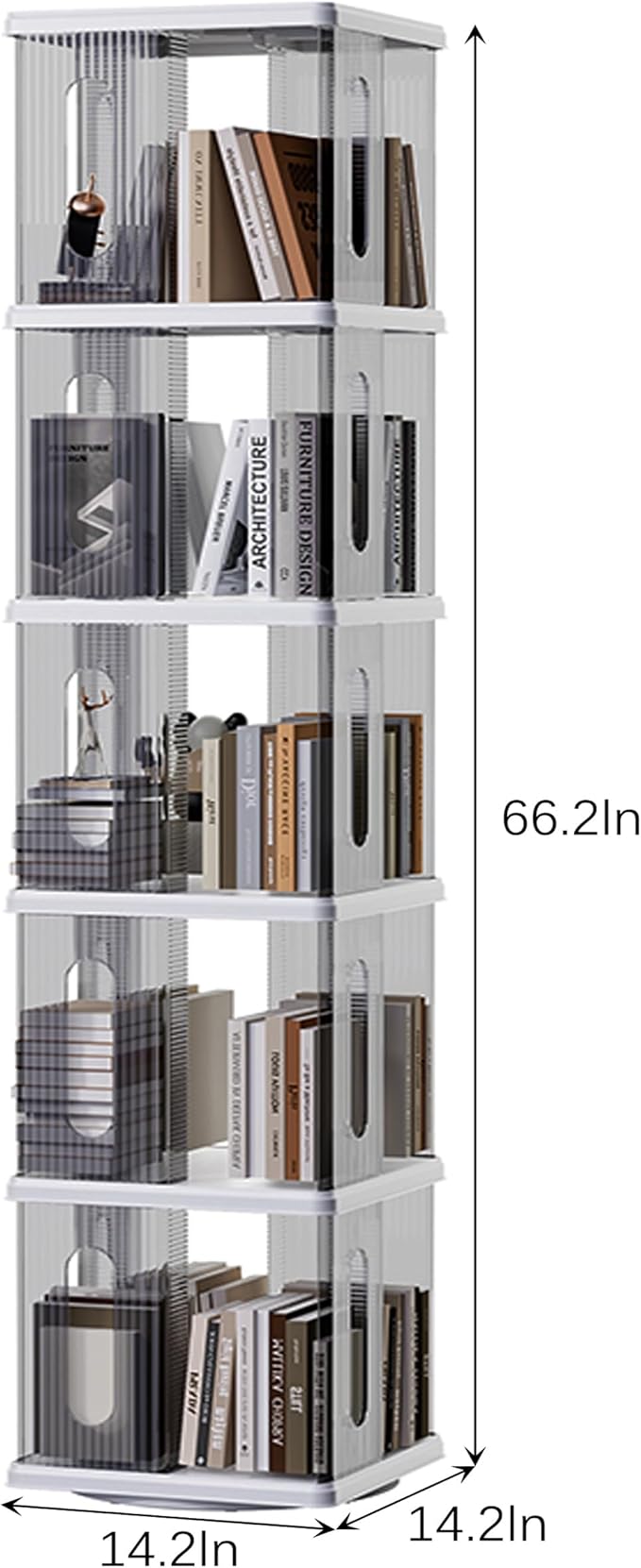 Rotating Bookshelf Tower, 360-Degree Rotating Bookshelves, Small Space Spinning - Image 2