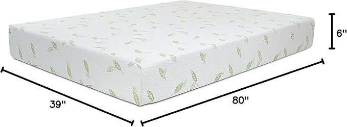 NapQueen Twin XL Size Mattress, 6 Inch Anula Green Tea Infused Memory Foam - Image 2