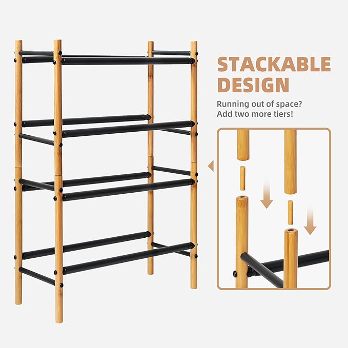 STORAGE MANIAC Expandable Shoe Rack, 8 Pairs Stackable Small Shoe Rack - Image 5