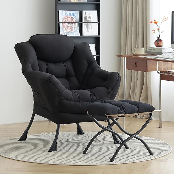 LITA Lazy Chair With Ottoman, Modern Accent Leisure Upholstered Sofa, - Image 6