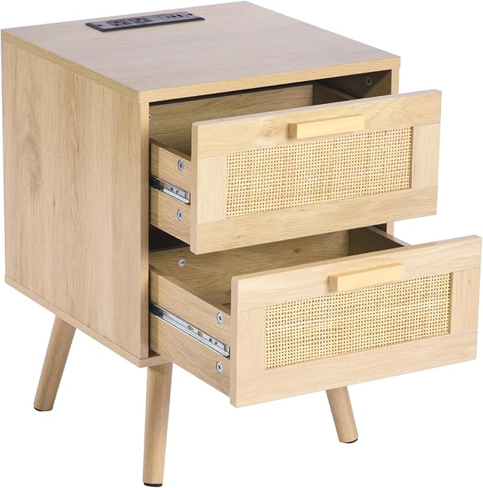 VEVOR Rattan Nightstand, Boho Bedside Table - Image 9