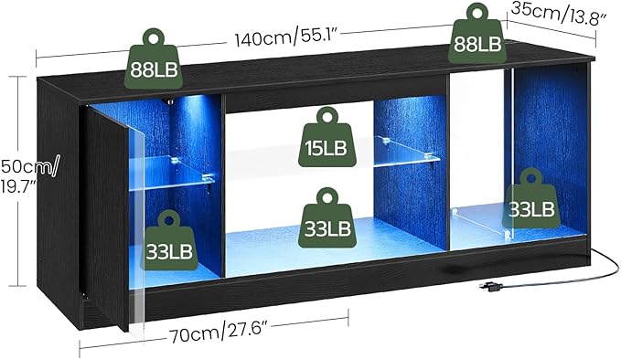 TV Stand with Power Outlets 55 65 inch, Modern Entertainment Center with - Image 2