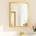 TETOTE Gold Bathroom Mirror 16" x 20" Brushed Gold Brass Rectangle Beveled by TETOTE