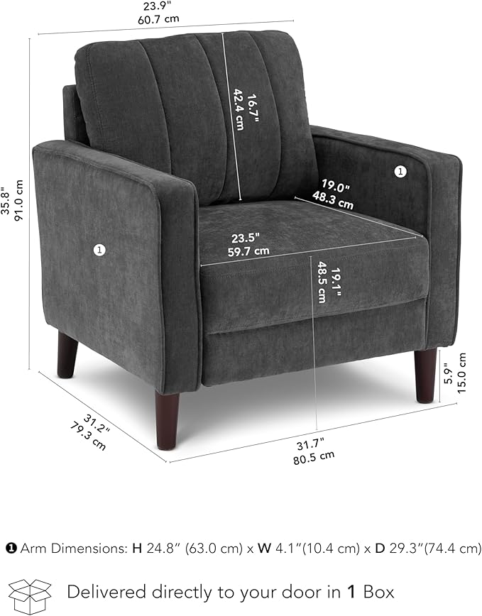 Bush Home 32-inch Accent Chair, Living Room Furniture, Max Collection, Iron - Image 2