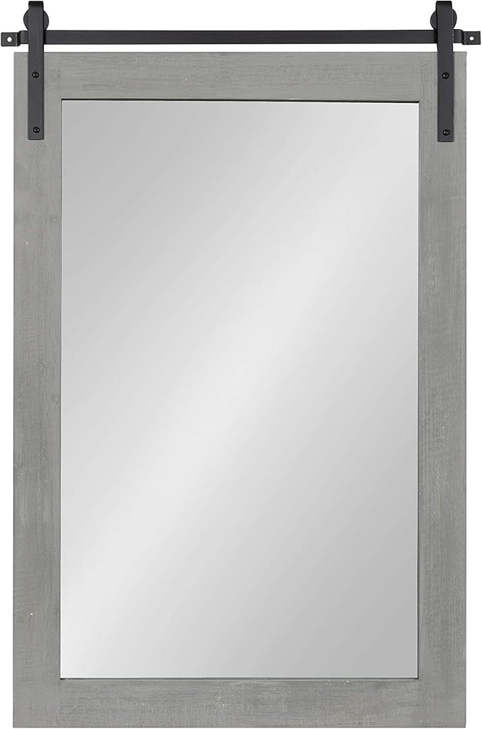 Kate and Laurel Cates Farmhouse Wall Mirror, 24 x 38, Barn Door-Inspired Rustic - Image 4