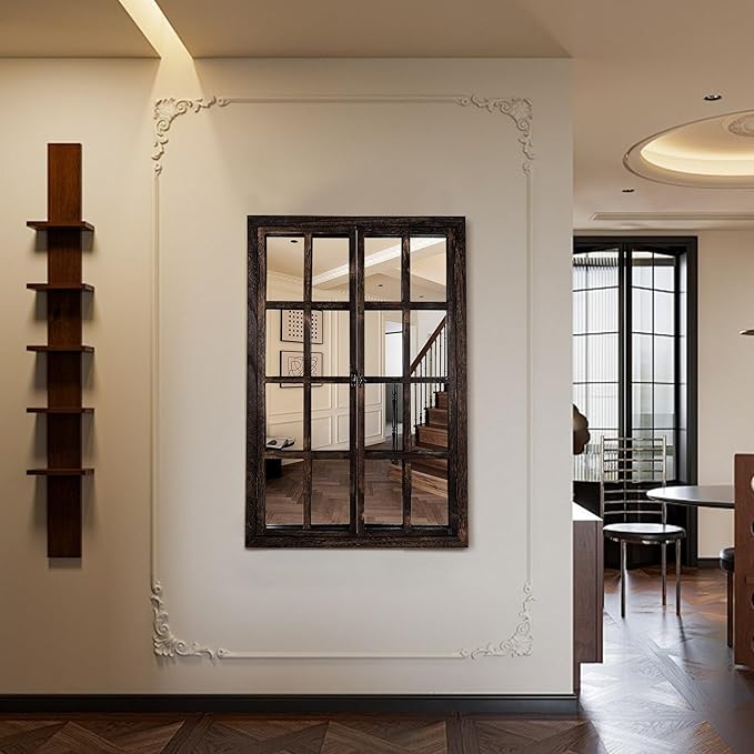 Wall Mirror with Window Design, Decorative Vintage Mirror - Image 4