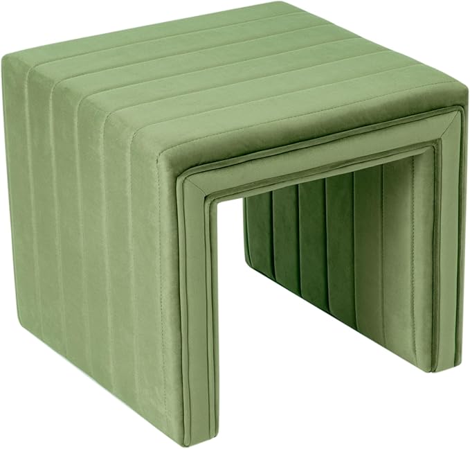 HomePop Modern Channel Tufted Velvet Ottoman Home Décor|Ottoman - Image 10