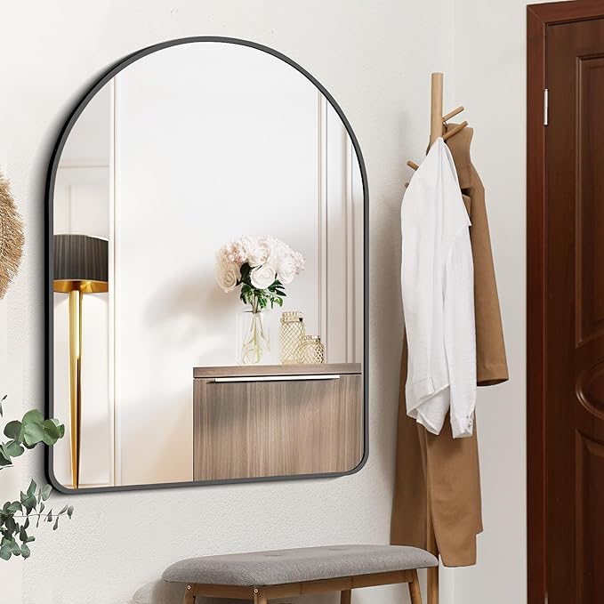 FORBATH Arched Mirror 36x48 Inch, Bathroom Mirror Wall Mounted Modern Black - Image 6