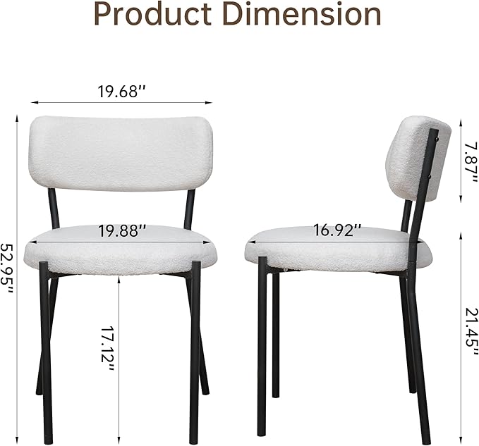 AWQM Dining Chairs Set of 2, Mid-Century Modern Kitchen Dining Room Chairs - Image 3