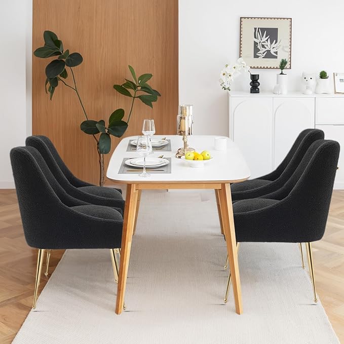 Dining Chairs Medieval Modern Restaurant Chairs, Soft Cushions, Teddy Velvet - Image 7