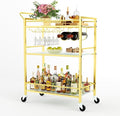 Gold Bar Cart, Serving Cart for Home, Rolling Beverage Cart by GRILLFORCE