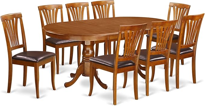 East West Furniture PLAV9-SBR-LC 9 Piece Dining Room Table Set Includes an Oval by EastWestFurniture