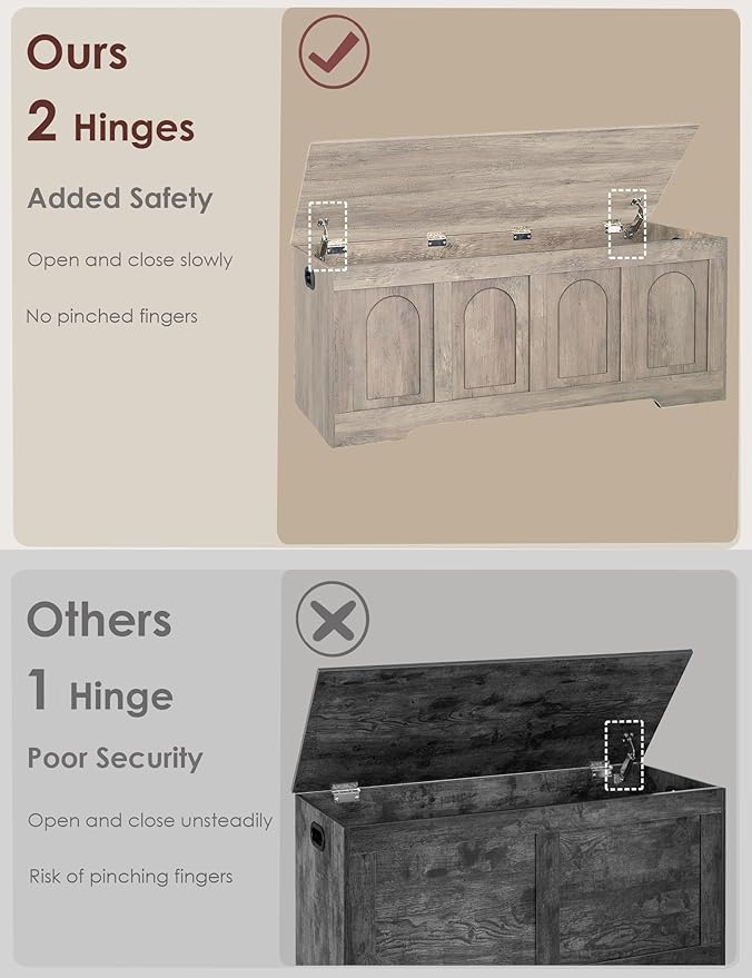 DINZI LVJ Storage Chest, 47.2”Wooden Storage Box - Image 5