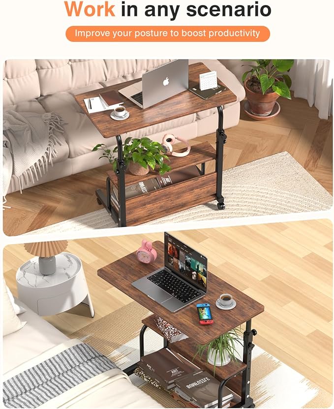 Portable Rolling Desk on Wheels Adjustable Height Desks - Image 4