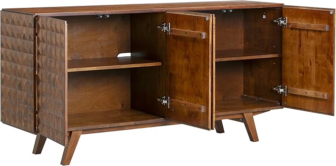 NTC Sapa Mid-Century Modern Solid Wood Sideboard – 4-Door Accent Buffet Cabinet - Image 4