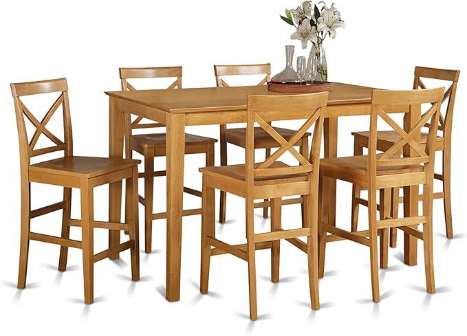 East West Furniture CAPU7H-OAK-W 7 Piece Kitchen Counter Height Dining Table by EastWestFurniture