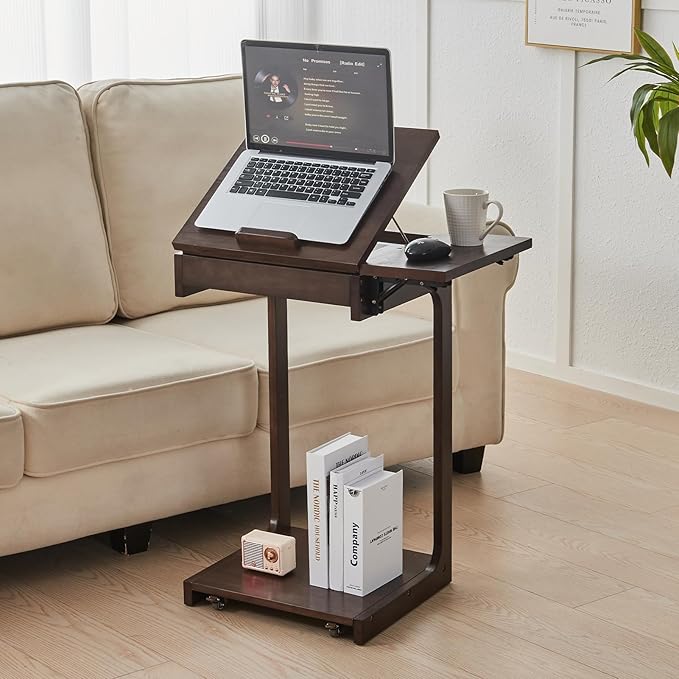 CozyDH Rolling Side Table with Wheels, Adjustable C Shaped End Table by CozyDHDuvetCover
